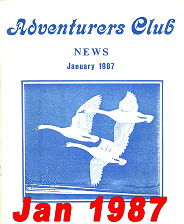 January 1987 Adventurers Club News Cover